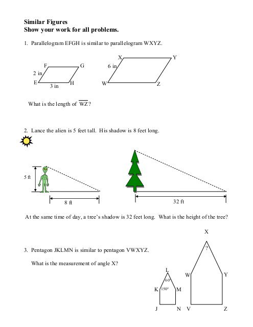 Worksheet On Similar Figures With Multiple Choice