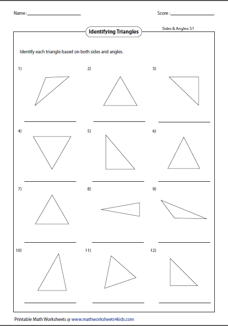 Identifying Types Of Triangles Matemania Free Worksheets Samples Triangle