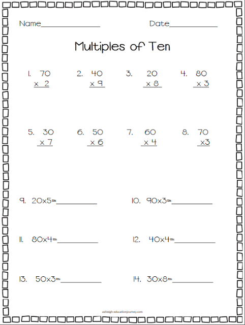 Free Multiples Of Ten Worksheet