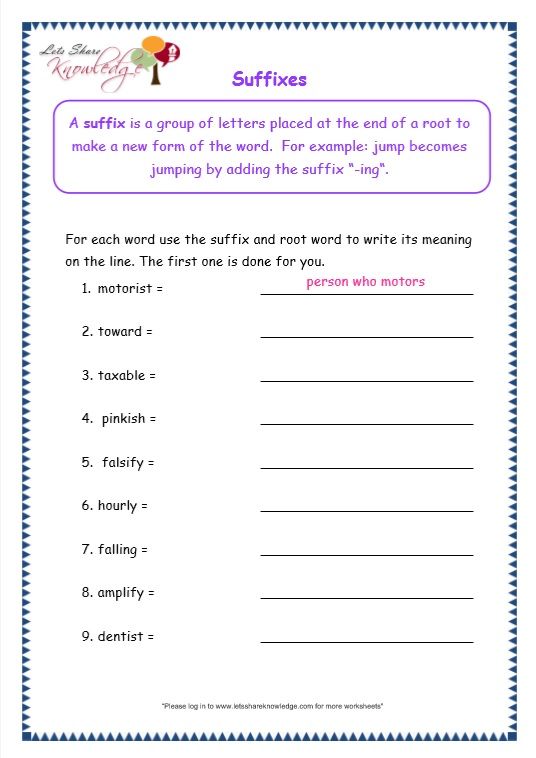 Page 6 Prefix And Suffix Worksheet