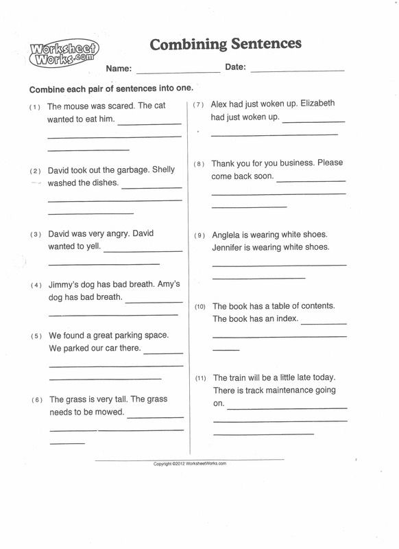 Complex Sentence Worksheets 4th Grade Worksheets For All