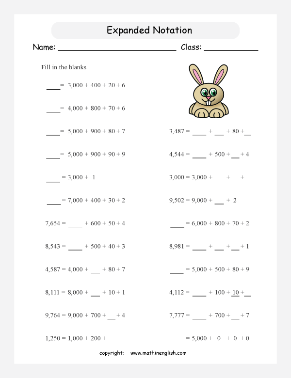 Worksheet Based On Place Value And Expanded Notation Of Numbers Up