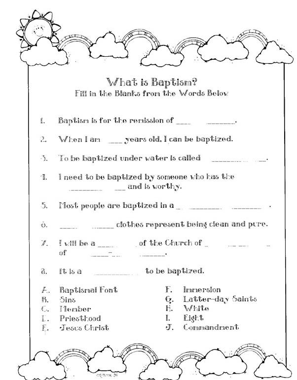 What Is Baptism Worksheet