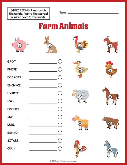 Free! Farm Animals Vocabulary Worksheet