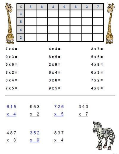 Free Multiplication Worksheet Packet Focusing On 3s And 4s