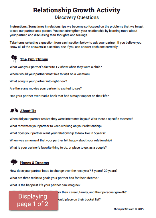 Relationship Growth Activity (worksheet
