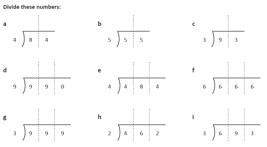Divide Numbers Up To 4 Digits By A One