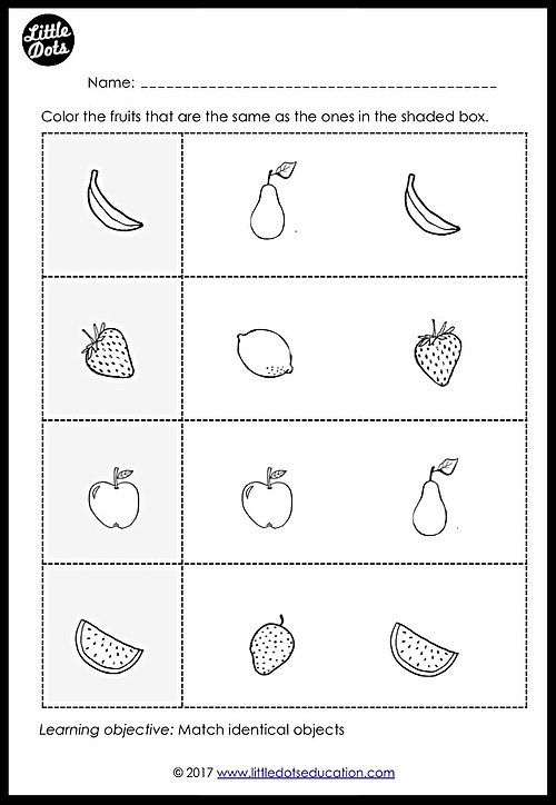 Free Fruits Matching Worksheet For Preschool, Pre