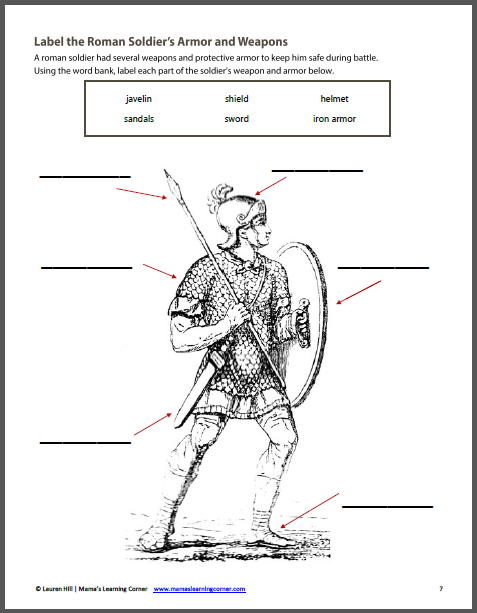 Ancient Rome Worksheet Packet For 1st