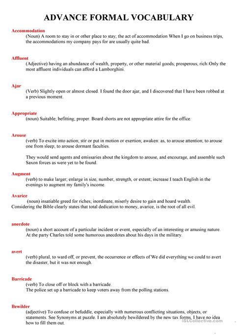 Advance Vocabulary
