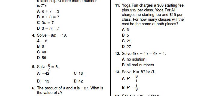 Algebra 2 Chapter 4 Test Answer Key Luxury Keystone Algebra 1