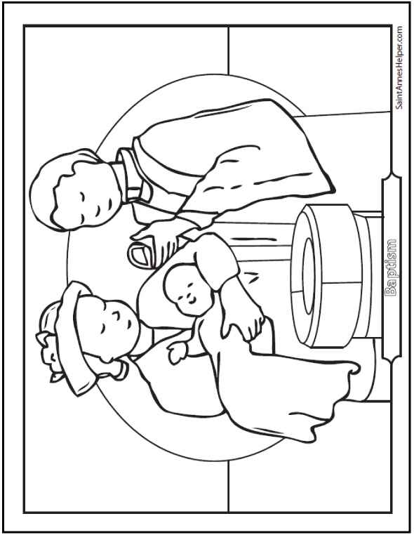 Baptism Coloring Sheet  Baby At The Font