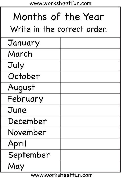 Months Of The Year Worksheet