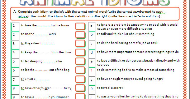 Around The World In English  Animal Idioms (worksheet)