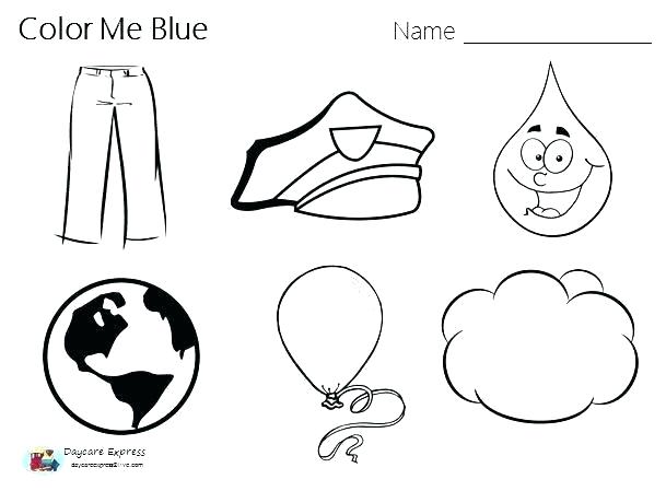 Color Recognition Worksheets For Toddlers Preschool Blue Children