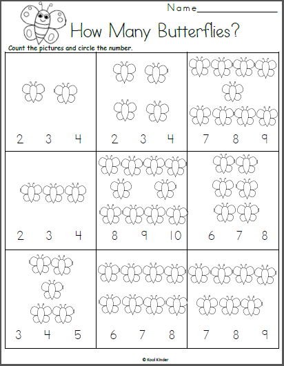 Count The Butterflies Math Worksheet