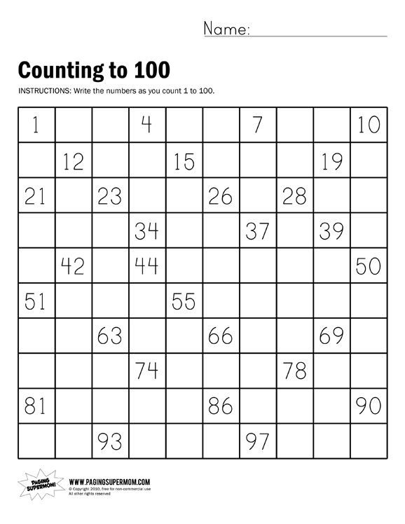 Counting To 100 Worksheet Graphing Linear Equations Worksheet
