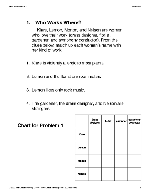 Critical Thinking Worksheet Grades 6