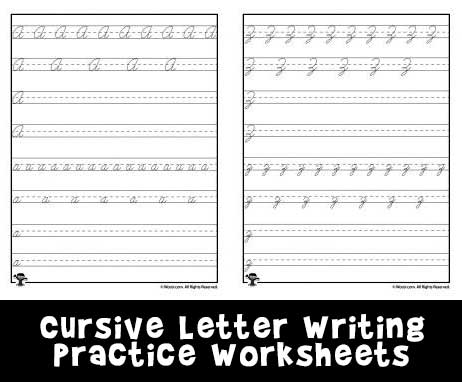 Cursive Writing Practice Worksheets