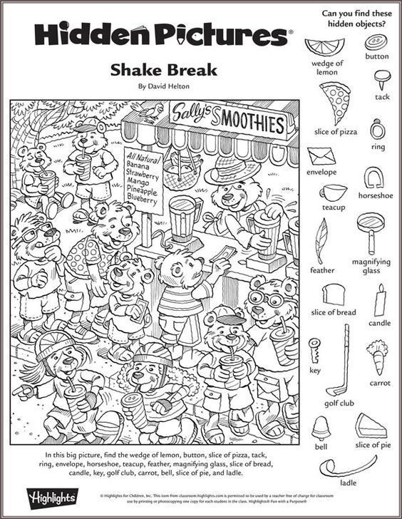 Shake Break Hidden Pictures Puzzle