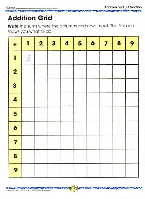Addition Grid ~freebie