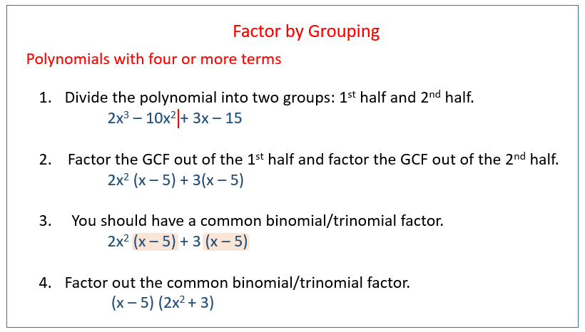 Factoring By Grouping (solutions, Examples, Videos)