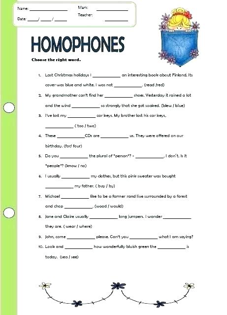 Free Homophone Worksheets Middle School Nice Grammar The No There