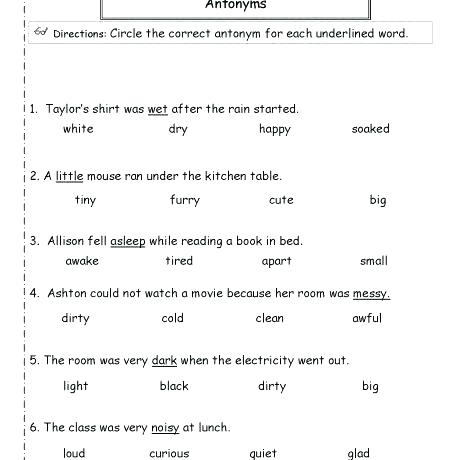 Free Third Grade Synonym Worksheets A Syno And Context Clues