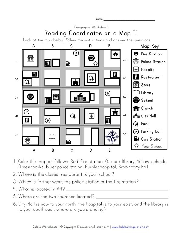 Reading Coordinates On A Map Worksheet 2