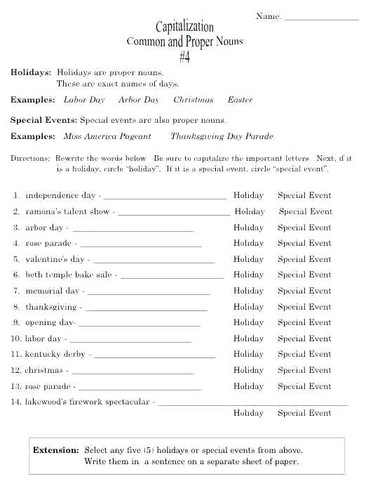 Printable Noun Worksheets | Free Worksheets Samples