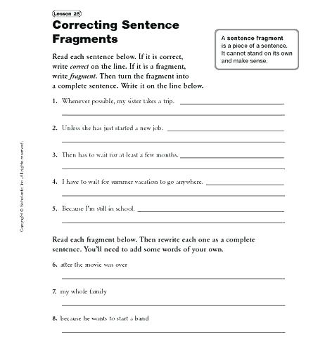 Grammatically Correct Sentence Fragments And Run On Fragment