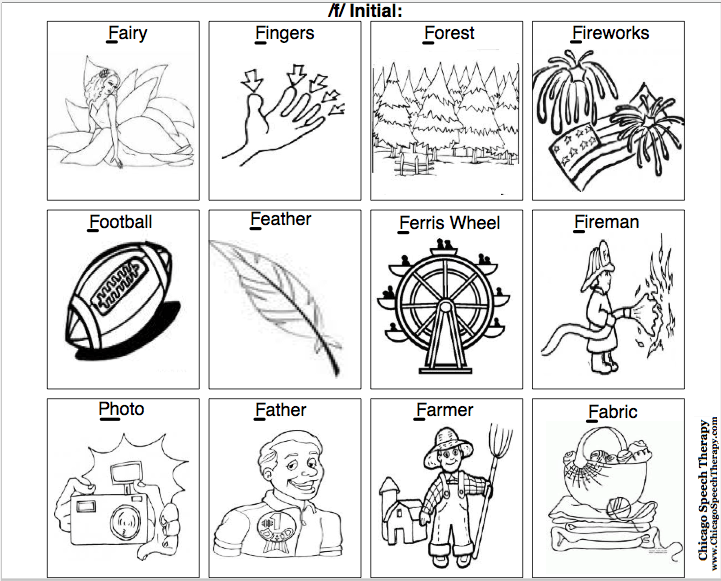 Speech Articulation Worksheets