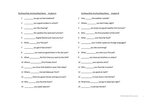 Impressive Do Does Did Worksheet Printable For Your Am Is Are Was