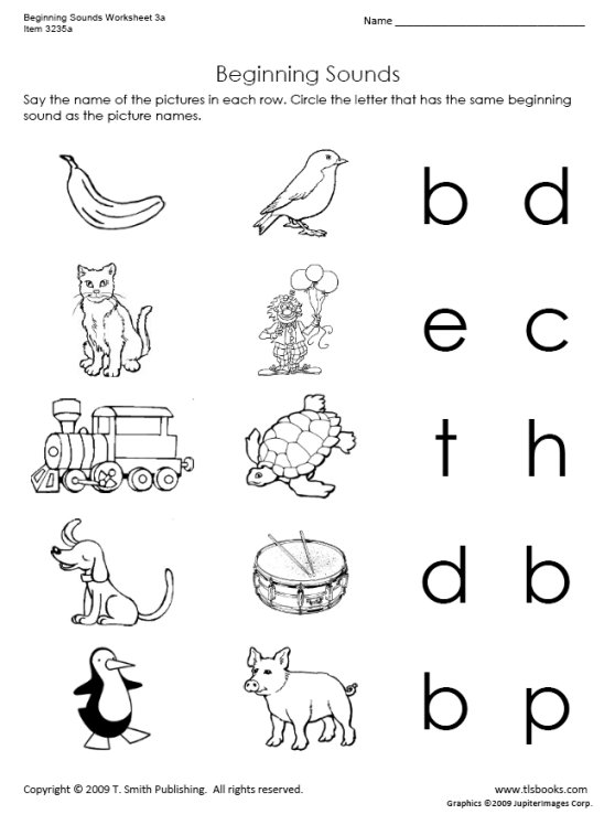 Kindergarten Letter Sounds Worksheets