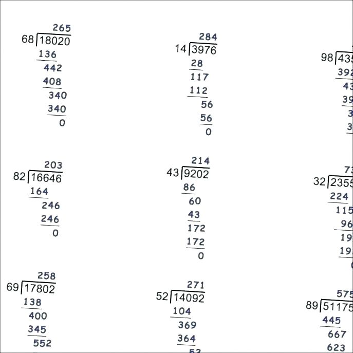 Long Division No Remainders Worksheet â Vishalcargopackersmover Com