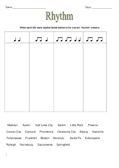 Middle School Band Worksheets