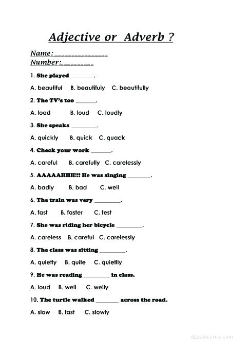 Adverbs Printable Worksheets