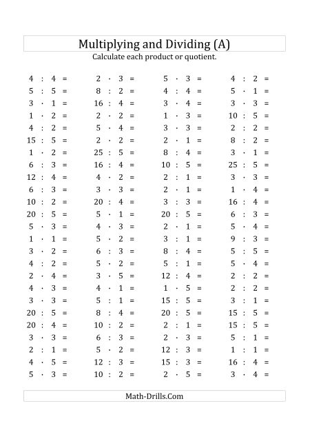 Multiplication Division Worksheet