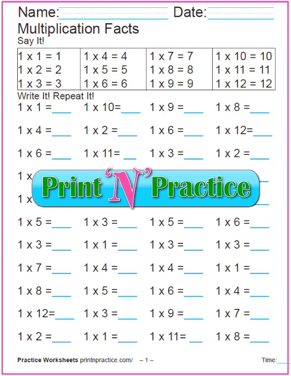 70+ Fun Multiplication Worksheets â­ Charts, Flash Cards