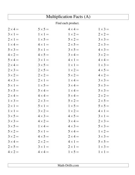 Multiplication Worksheets Timed