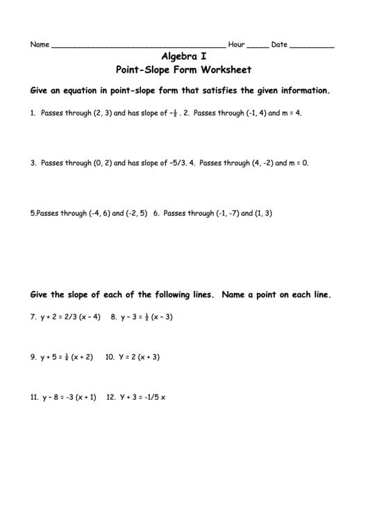 Algebra I Point
