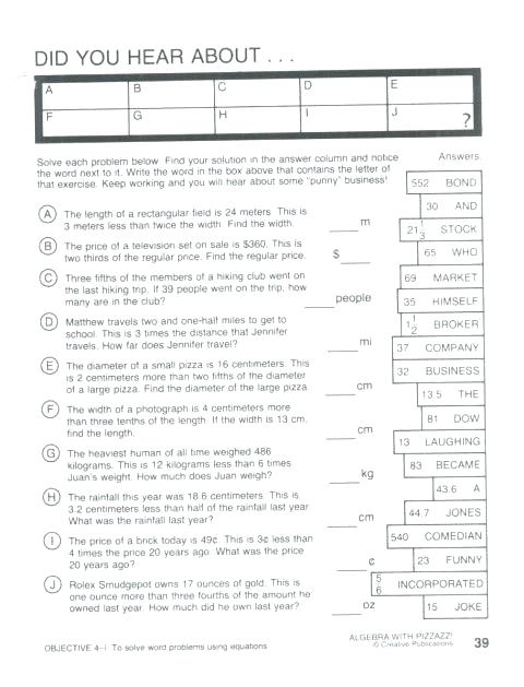 Pre Algebra Fractions Worksheets Find A Match Math Worksheet With