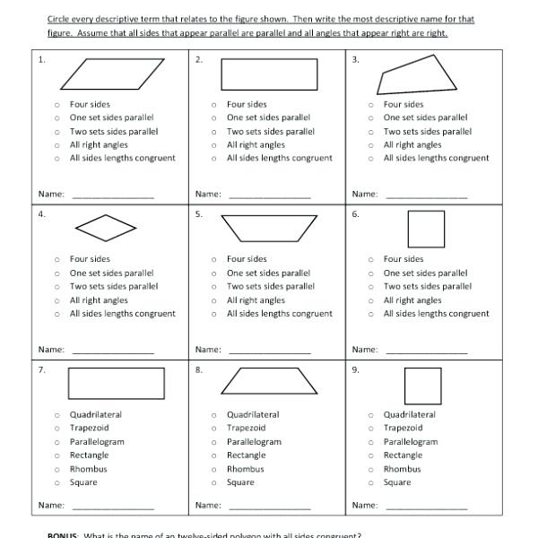 Geometry Worksheets With Answers