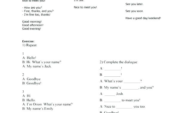 Greeting In Spanish Worksheets â Morningknits Com
