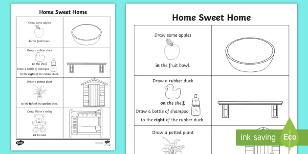 Home Sweet Home Spatial Awareness Worksheet   Worksheet