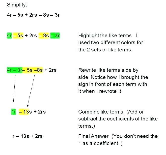 Simplifying Variable Expressions Worksheets â Todosobrelacorte Com
