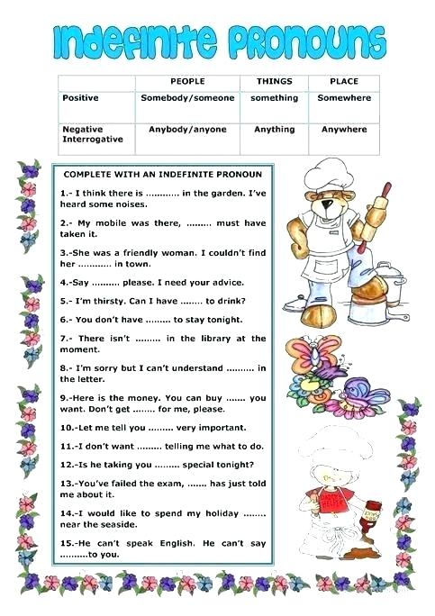 Indefinite Pronouns Pronoun Worksheets About This Worksheet We