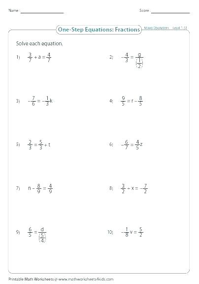 Math 2 Step Equations Worksheets