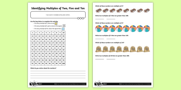 Identifying Multiples Of 2, 5 And 10 Worksheet   Worksheet