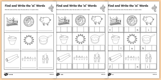 Oi Words Phonics Differentiated Worksheet Pack